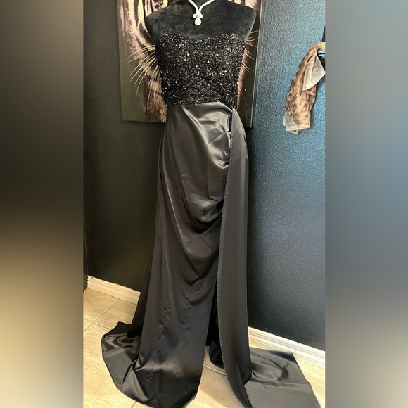 🖤🖤Missord Contrast Sequin Split Thigh Side Draped Formal/Evening Dress🖤SZ L - Picture 9 of 17